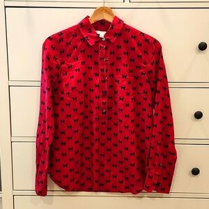 JCrew half button up silk shirt